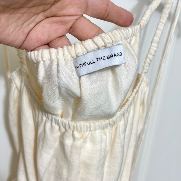 Anthropologie Faithful The Brand Zuma Linen Cut-Out Mini Dress in Shell Size 10 - Picture 11 of 16